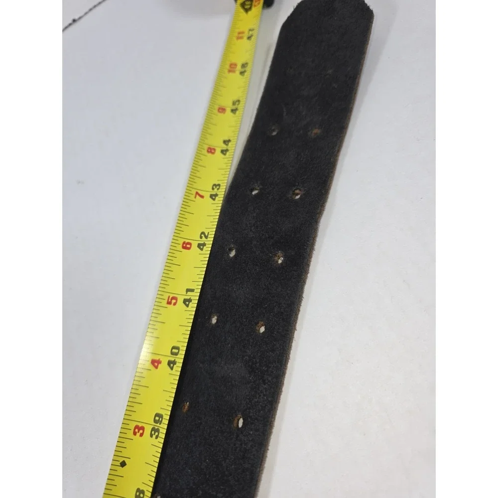 Utility Belt Mens 36 - 40 Black Leather Dual Hole Work Silver Buckle Craftsmen